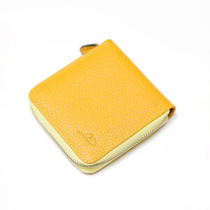 کیف پول زنانه چرمی زیپی زرد