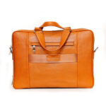 کیف اداری دسته کوتاه جلو دو خط چرمی عسلی