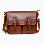 کیف اداری دو جیب سگک دار چرمی قهوه ای