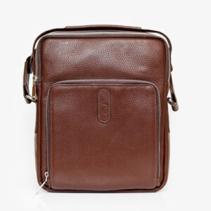 کیف دوشی تک زیپ جلو مردانه چرمی