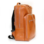 کوله پشتی دو زیپ چرمی عسلی