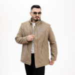 کاپشن چرم مردانه مدل آرکا کرمی