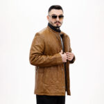 کاپشن چرم مردانه مدل آرکا عسلی