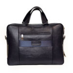 کیف اداری دسته کوتاه جلو دو خط چرمی سرمه ای