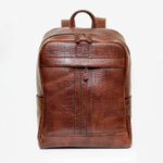 کوله پشتی سه خط چرمی قهوه ای