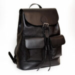 کوله پشتی دو جیب چرمی مشکی