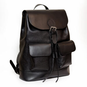 کوله پشتی دو جیب چرمی مشکی