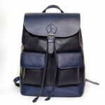 کوله پشتی دو جیب چرمی سرمه ای