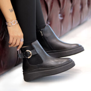 نیم بوت زنانه چرمی 1077 مشکی