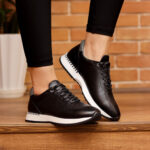 پا خور کفش اسپرت زنانه چرمی 1028 مشکی