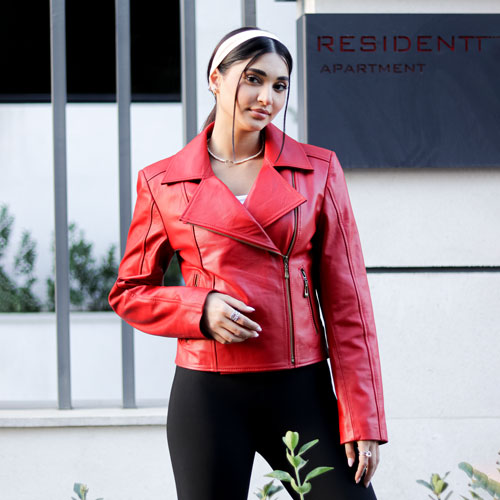 کت زنانه چرم کوتاه مدل ترمه