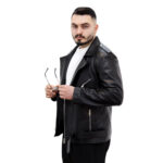 کاپشن چرم مردانه مدل پلیسی مشکی