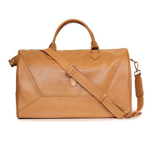 چمدان بی چرخ چرمی کرم